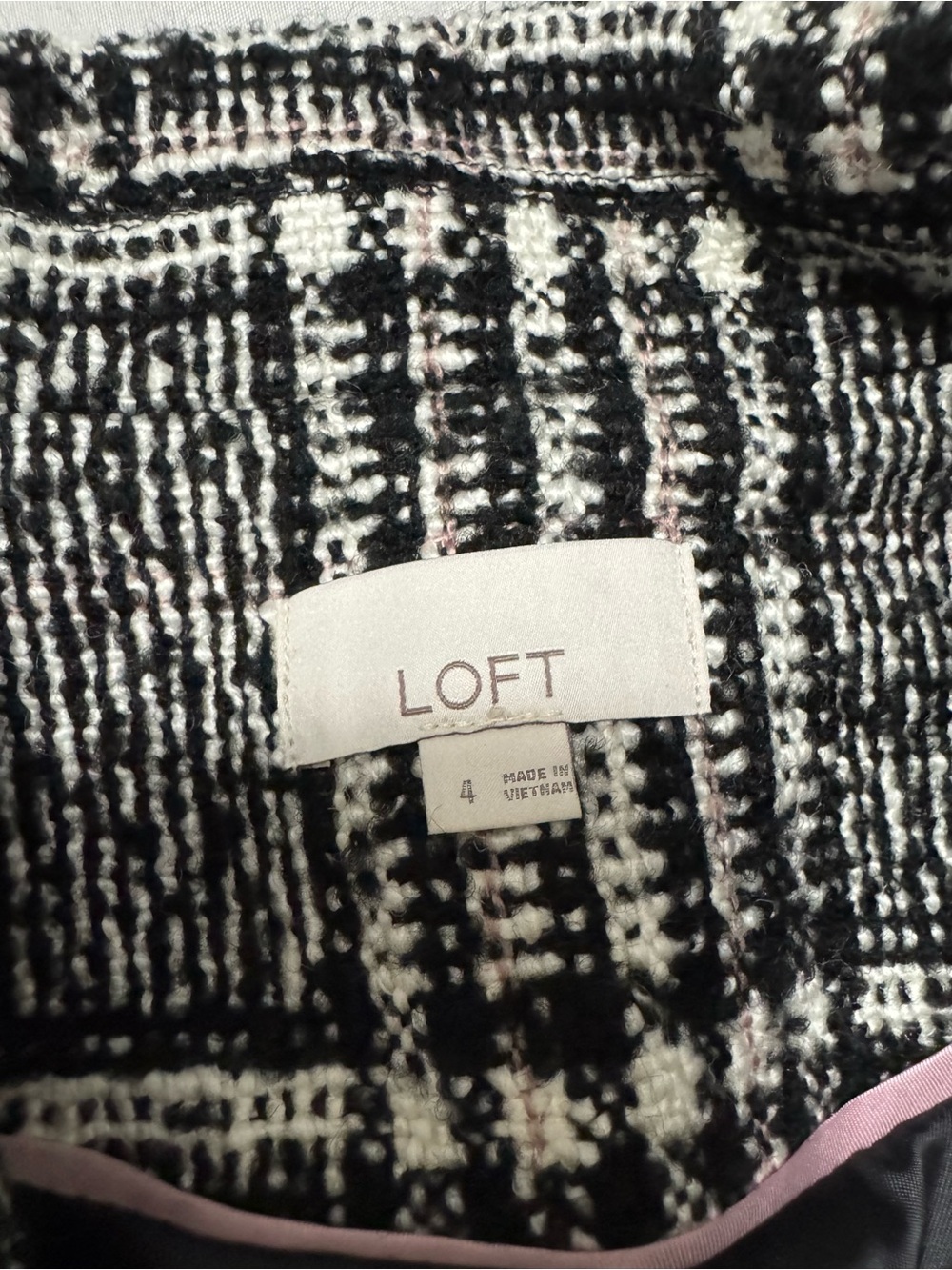 LOFT Black and White Plaid Tailored Blazer - Picture 3 of 5